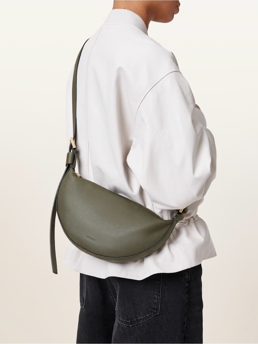 Allsaints Leather Half Moon Crossbody bag - Picture 2 of 13